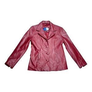 Lobi Lobi Vintage Red Leather Blazer Size Medium 1990s